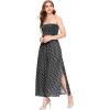 imageFloerns Womens Summer Printed 2 Piece Outfit Crop Tube Tops and Split Long Skirt Set Black New S