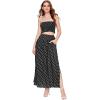 imageFloerns Womens Summer Printed 2 Piece Outfit Crop Tube Tops and Split Long Skirt Set Black New S