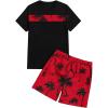imageFloerns Mens Shirt and Shorts 2 Piece Sets Graphic Print Beach OutfitsRed