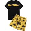imageFloerns Mens Shirt and Shorts 2 Piece Sets Graphic Print Beach OutfitsYellow