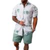imageFloerns Mens Two Piece Outfit Short Sleeve Button Down Shirt and Shorts SetWhite