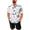 imageFloerns Mens Two Piece Outfit Short Sleeve Button Down Shirt and Shorts SetWhite and Black