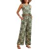 imageFloerns Womens 2 Piece Outfit Boho Allover Print Loose Crewneck Tank Top and Wide Leg Pants SetGreen