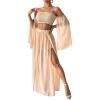 imageFloerns Womens 2 Piece Outfit Solid Off Shoulder Crop Top and Split Thigh Skirt SetApricot