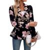 imageFloerns Womens Floral Print Button Up Long Sleeve Flared Peplum Causal Blazer JacketsBlack