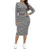 imageFloerns Womens Plus Size 2 Piece Outfit Long Sleeve Tee Top with Skirts SetBlack and White
