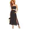 imageFloerns Womens Summer Printed 2 Piece Outfit Crop Tube Tops and Split Long Skirt Set Black New S