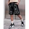 imageFloerns Boys Letter Print Drawstring Waist Athletic Running Track ShortsBlack
