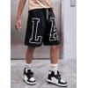 imageFloerns Boys Letter Print Drawstring Waist Athletic Running Track ShortsBlack