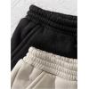 imageFloerns Girls 2 Pcs Jogger Pants Drawstring Waist Athletic Active SweatpantsBlack and Beige