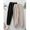 imageFloerns Girls 2 Pcs Jogger Pants Drawstring Waist Athletic Active SweatpantsBlack and Beige