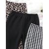 imageFloerns Girls 3 Pcs Printed Elastic Waist Bell Bottom Casual Flare Leg PantsBlack Multi