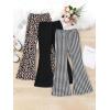 imageFloerns Girls 3 Pcs Printed Elastic Waist Bell Bottom Casual Flare Leg PantsBlack Multi