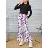 imageFloerns Girls Allover Print Elastic Waist Flare Leg Bell Bottom PantsPurple