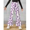imageFloerns Girls Allover Print Elastic Waist Flare Leg Bell Bottom PantsPurple