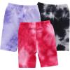 imageFloerns BabyGirls 3 Pack Tie Dye Biker ShortsBlack Pink Purple