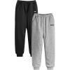 imageFloerns Boys 2 Pcs Elastic Waist Sweatpants Running Pants with PocketBlack and Grey