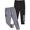 imageFloerns Girls 2 Pcs Elastic Waist Letter Print Running Active Legging PantsBlack and Grey