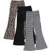 imageFloerns Girls 3 Pcs Printed Elastic Waist Bell Bottom Casual Flare Leg PantsBlack Multi
