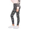 imageFloerns Girls Allover Letter Print Running Active Leggings Yoga Pants TightsBlack and White
