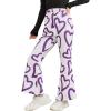 imageFloerns Girls Allover Print Elastic Waist Flare Leg Bell Bottom PantsPurple