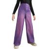 imageFloerns Girls Casual High Waist Trousers Wide Leg Loose Fit PantsPurple