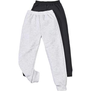 imageFloerns Boys 2 Pcs Elastic Waist Athletic Running Jogger SweatpantsBlack and Grey