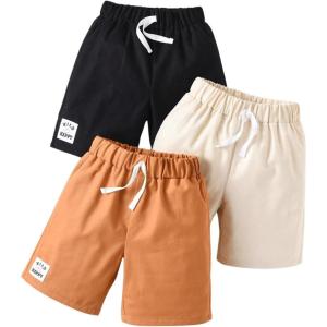 imageFloerns Toddler Boys 3 Pcs Letter Patched Elastic Waist Straight Leg Summer ShortsBlack Multi