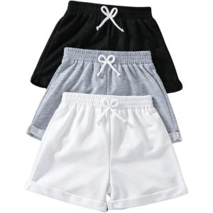 imageFloerns Toddler Girls Casual Elastic Waist Active Short Bow Front Track ShortsBlack Multi