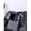 imageFloerns Boys Patchwork Drawstring Waist Printed Summer Boho Track ShortsBlack