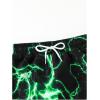 imageFloerns Boys Patchwork Drawstring Waist Printed Summer Boho Track ShortsBlack Green Lightning