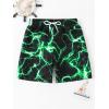 imageFloerns Boys Patchwork Drawstring Waist Printed Summer Boho Track ShortsBlack Green Lightning