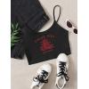 imageFloerns Womens Sleeveless Camisole Letter Print Crop Cami TopBlack
