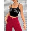 imageFloerns Womens Sleeveless Camisole Letter Print Crop Cami TopBlack Hand
