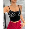 imageFloerns Womens Sleeveless Camisole Letter Print Crop Cami TopBlack Hand