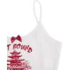 imageFloerns Womens Sleeveless Camisole Letter Print Crop Cami TopWhite Red
