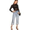 imageFloerns Womens Star Mesh See Through Mock Neck Long Sleeve Tops Tee TShirtBlack B