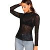 imageFloerns Womens Star Mesh See Through Mock Neck Long Sleeve Tops Tee TShirtBlack B