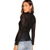 imageFloerns Womens Star Mesh See Through Mock Neck Long Sleeve Tops Tee TShirtBlack B
