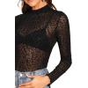 imageFloerns Womens Star Mesh See Through Mock Neck Long Sleeve Tops Tee TShirtBlack B