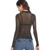 imageFloerns Womens Star Mesh See Through Mock Neck Long Sleeve Tops Tee TShirtBlack D