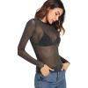 imageFloerns Womens Star Mesh See Through Mock Neck Long Sleeve Tops Tee TShirtBlack D