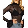 imageFloerns Womens Star Mesh See Through Mock Neck Long Sleeve Tops Tee TShirtBlack E