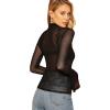 imageFloerns Womens Star Mesh See Through Mock Neck Long Sleeve Tops Tee TShirtBlack E