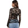imageFloerns Womens Star Mesh See Through Mock Neck Long Sleeve Tops Tee TShirtBlack Figure