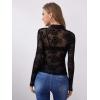 imageFloerns Womens Star Mesh See Through Mock Neck Long Sleeve Tops Tee TShirtBlack Floral