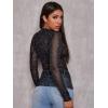 imageFloerns Womens Star Mesh See Through Mock Neck Long Sleeve Tops Tee TShirtBlack Galaxy
