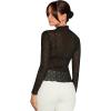 imageFloerns Womens Star Mesh See Through Mock Neck Long Sleeve Tops Tee TShirtBlack Plain
