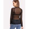 imageFloerns Womens Star Mesh See Through Mock Neck Long Sleeve Tops Tee TShirtBlack Solid