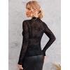 imageFloerns Womens Star Mesh See Through Mock Neck Long Sleeve Tops Tee TShirtBlack Spider